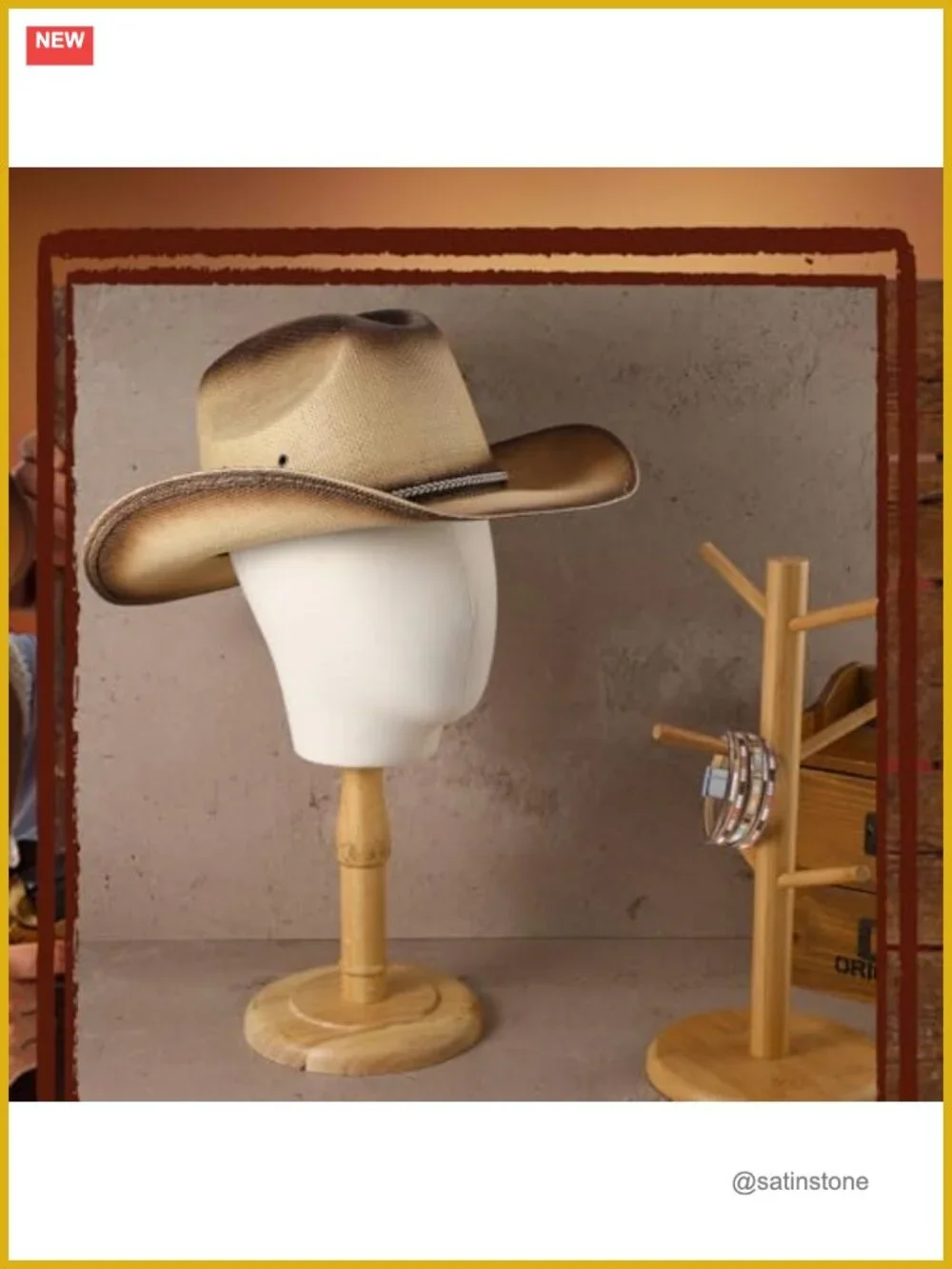 Wide Brim Western Straw Cowboy Hat with Shapeable Brim